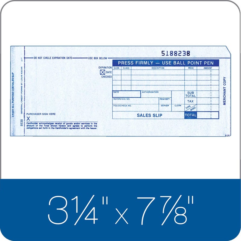 TOPS Adams Credit Card Sales Slip, 3-Part, 100 Sets per Pack (38538) - Image 1